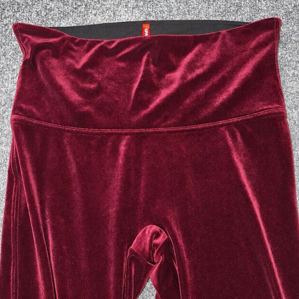 SPANX Ready-To-Wow Velvet Leggings Women L Rich Burgundy High Rise 2070 - Picture 2 of 8